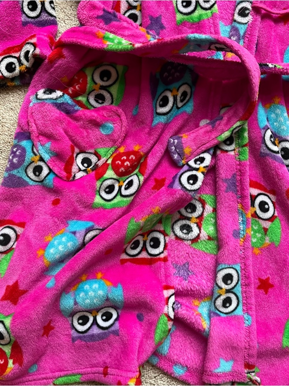 Kids Owl Fleece Robe 10/12 - Picture 2 of 5